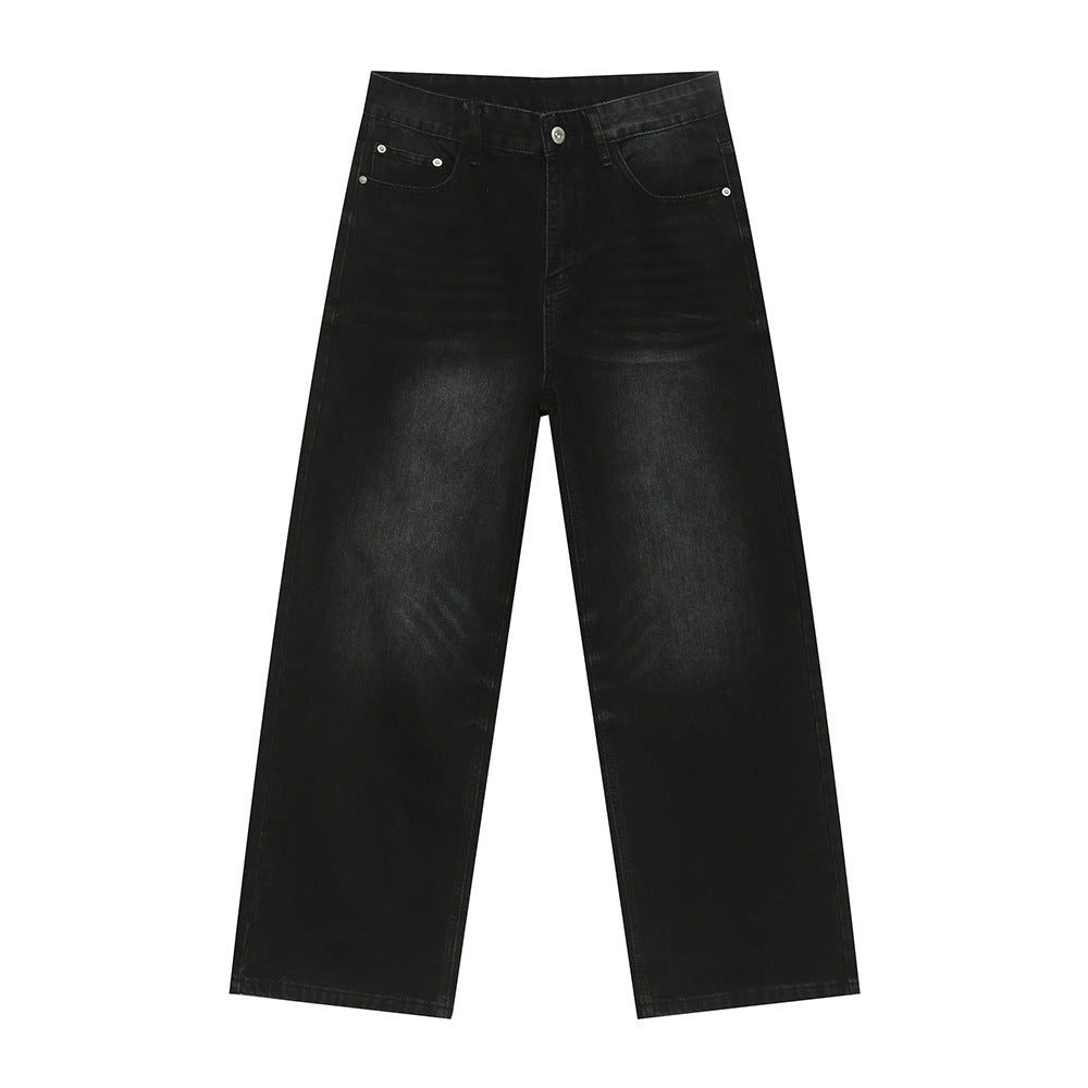 Loose Straight Washed Cotton Jeans