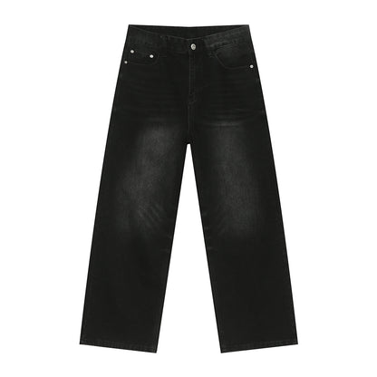Loose Straight Washed Cotton Jeans