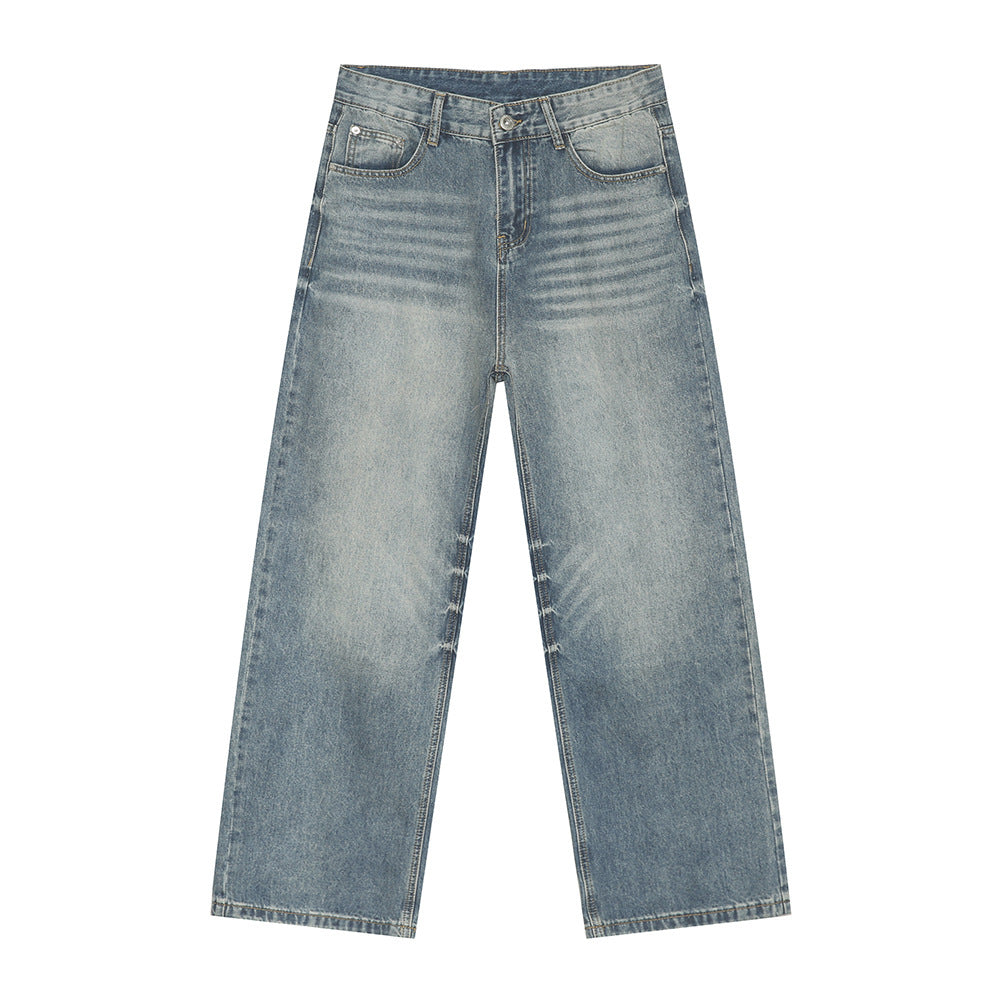 Loose Straight Washed Cotton Jeans