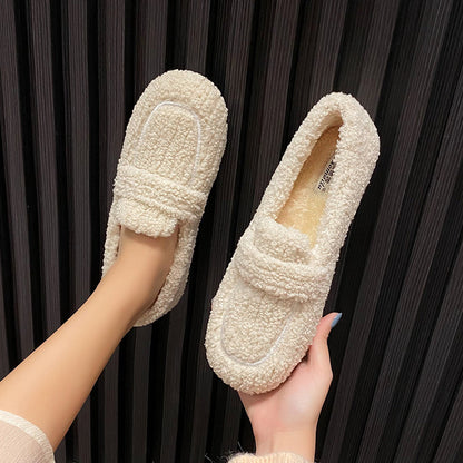 Warm Lambswool Bean Shoes - Cozy Winter Flats
