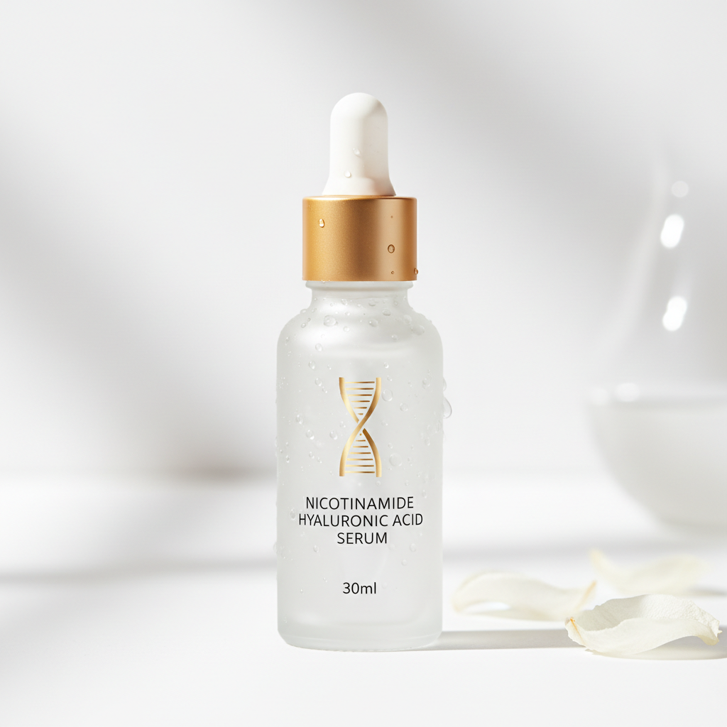 Nicotinamide hyaluronic acid serum bottle - premium skincare