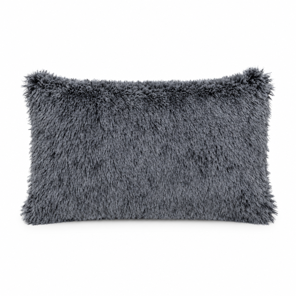 AI-generated charcoal black fluffy cover concept, 30 × 50 cm; color not supplier-verified