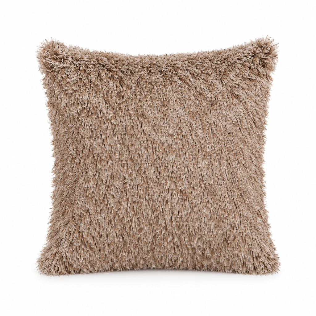 AI-generated brown fluffy cover concept, 45 × 45 cm; color not supplier-verified