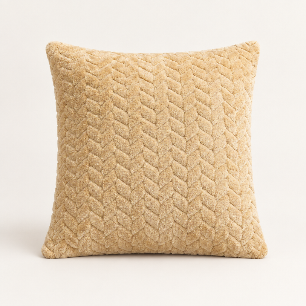 Plush Sofa Cushion Cover in Khaki