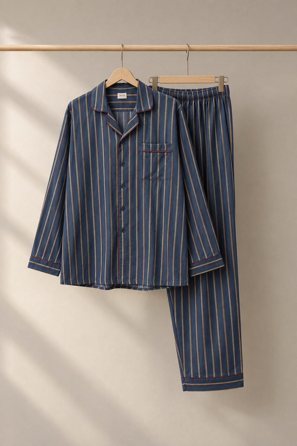 Multistripe pajama set on hangers