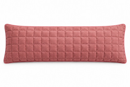 Quilted Long Double Pillowcase in Red Bean Sal, white background