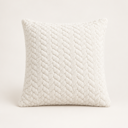 Plush Sofa Cushion Cover in Creamy White