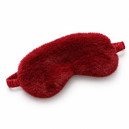 Single red wine plush sleep eye mask on white