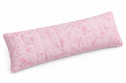 Quilted Long Double Pillowcase in Cherry Blossom Powder, white background