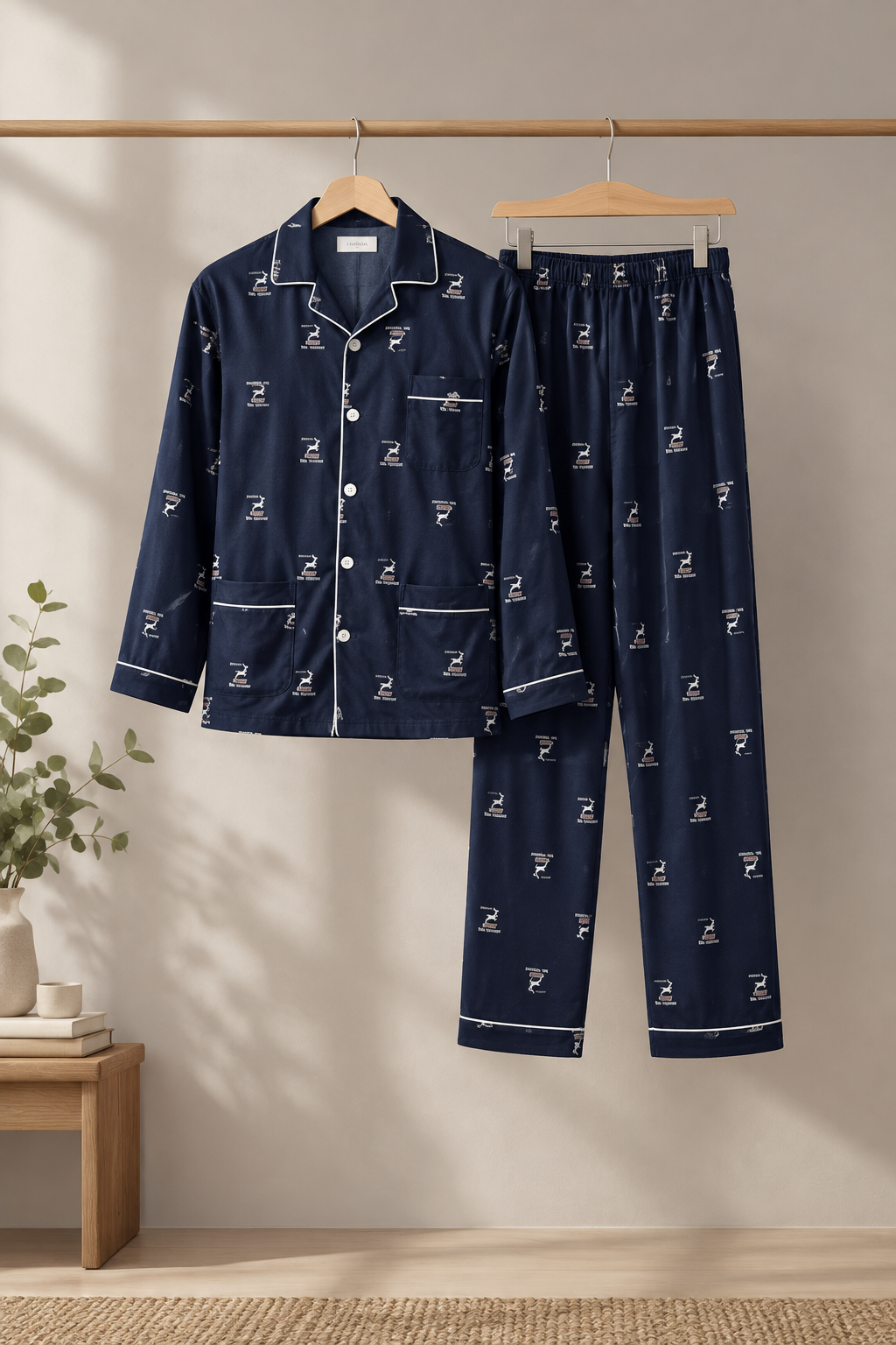 Style903 pajama set on hangers