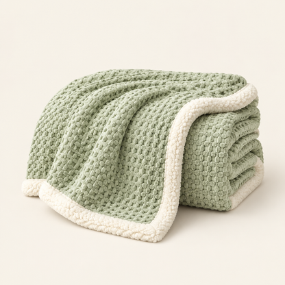 Waffle jacquard blanket studio shot