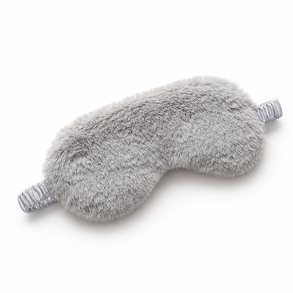 Single grey plush sleep eye mask on white