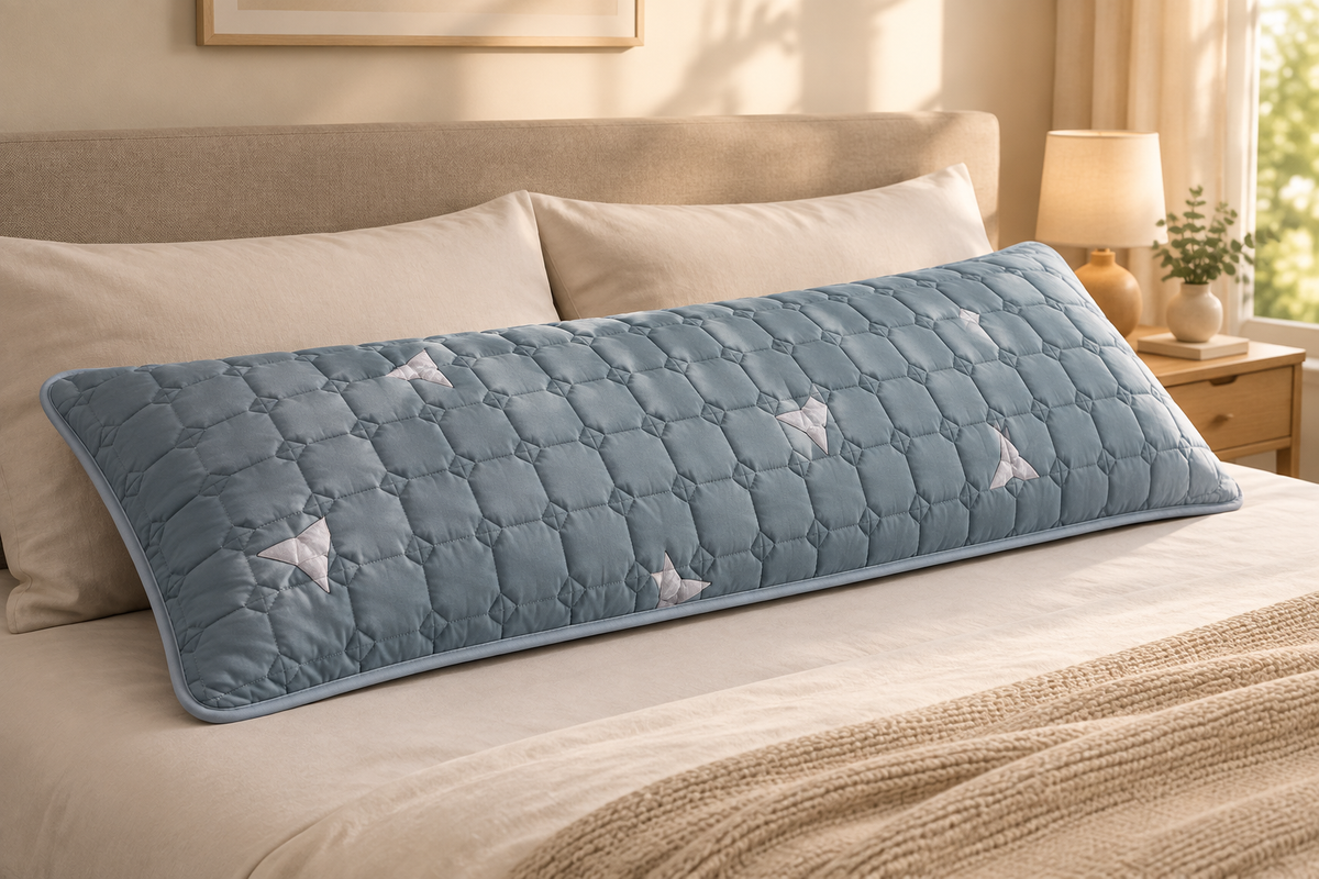 Quilted Long Double Pillowcase in Threepointed Star