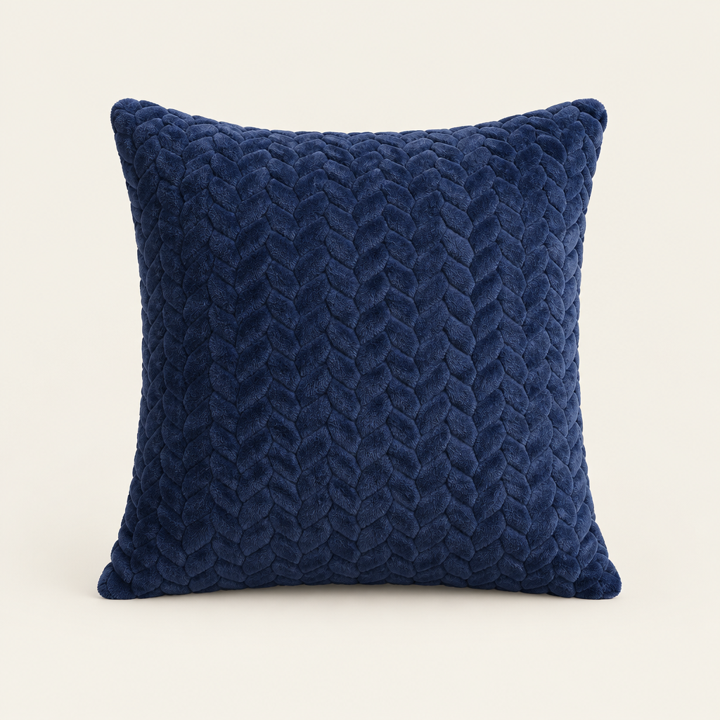 Plush sofa cushion cover studio shot