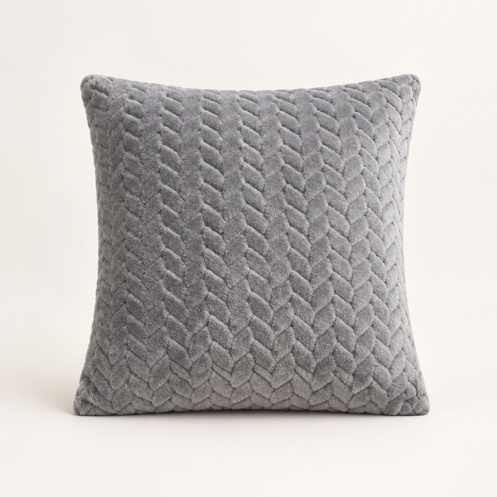 Plush Sofa Cushion Cover in Grey