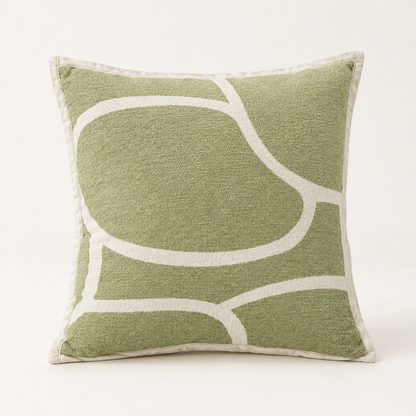 Nordic Cotton Cushion Cover in Green Circle
