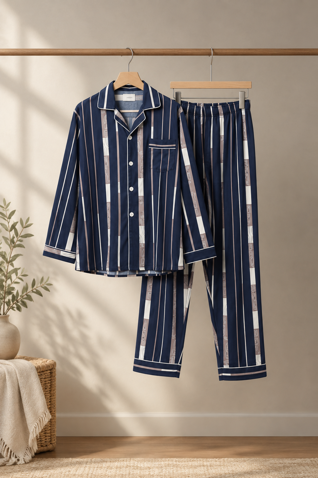 Style912 pajama set on hangers