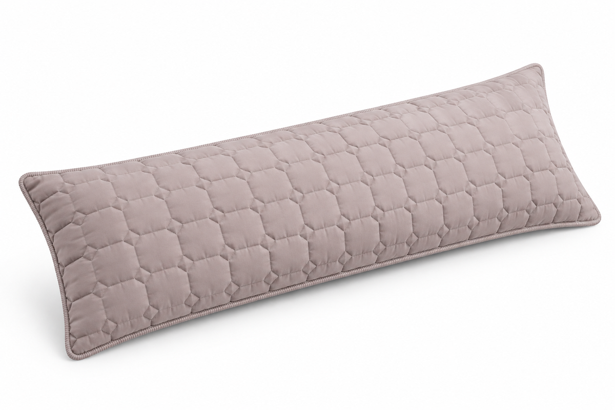 Quilted Long Double Pillowcase in Mushroom Powder, white background