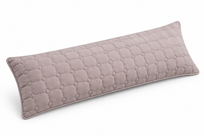 Quilted Long Double Pillowcase in Mushroom Powder, white background