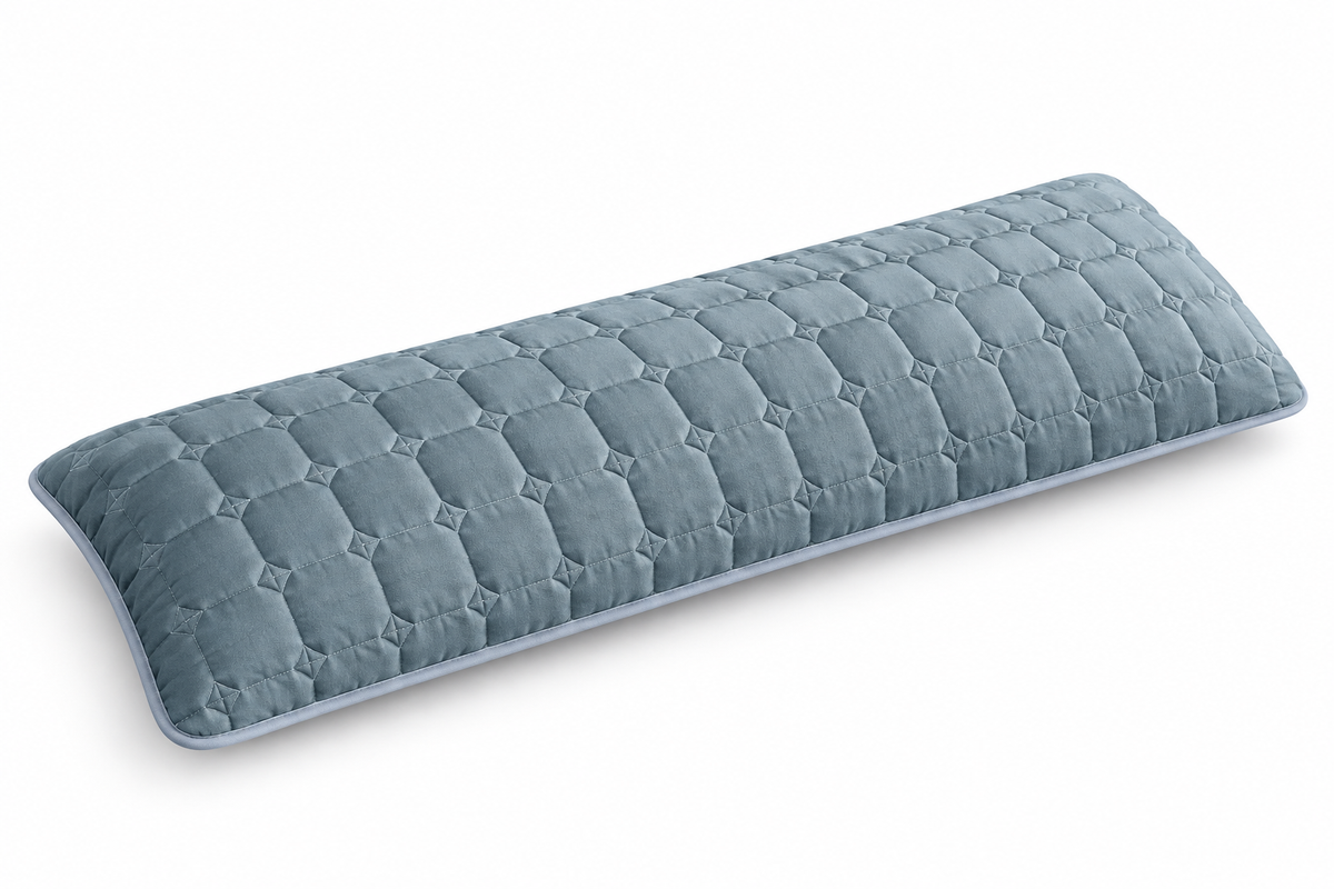 Quilted Long Double Pillowcase in Threepointed Star, white background