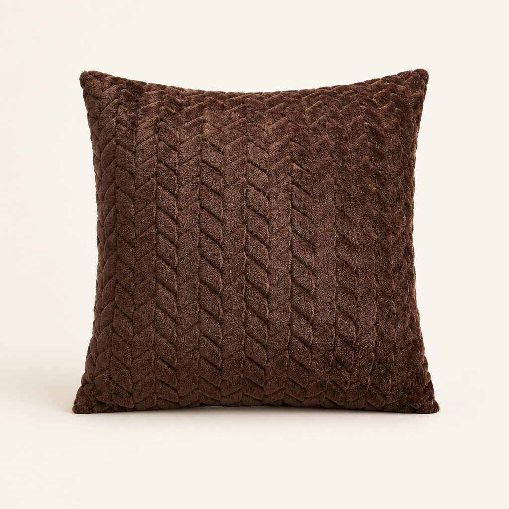 Plush Sofa Cushion Cover in Coffee