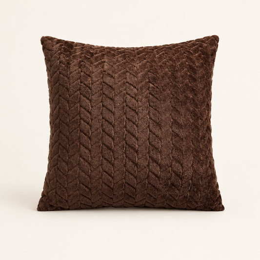 Plush Sofa Cushion Cover in Coffee