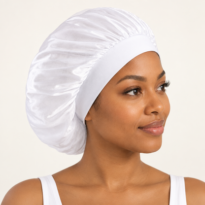 White short bonnet worn by a person